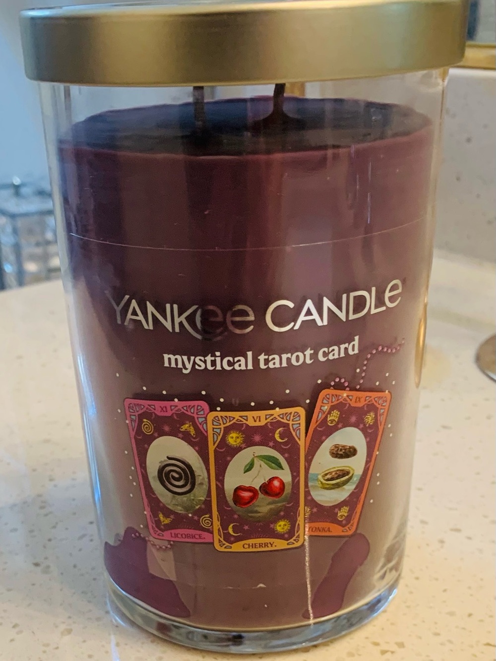 Yankee Candle Mystical Tarot Card Jar in Plum. 20 oz